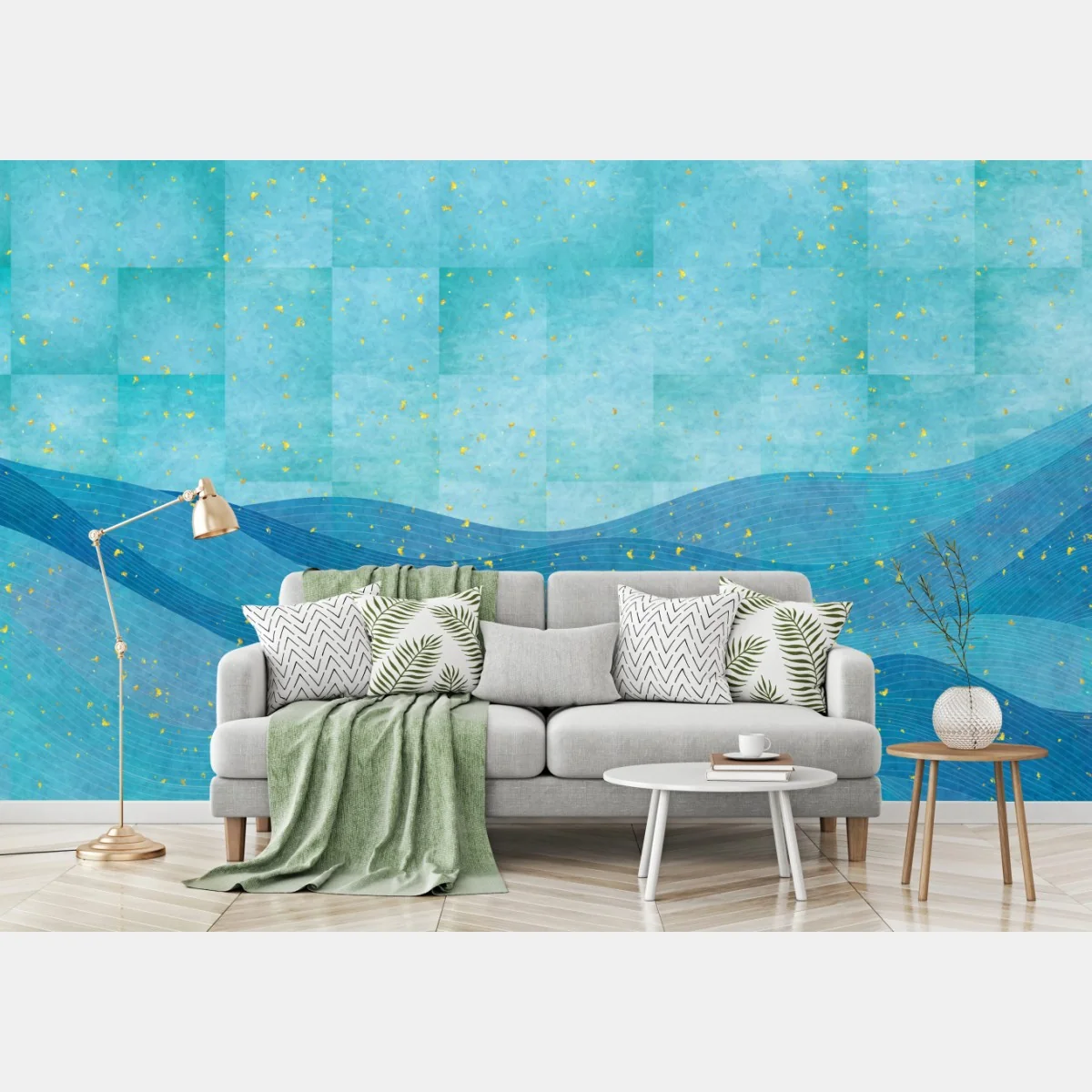 Fototapeta turkusowe fale abstrakcyjna kompozycja – Wallissimo® Fototapeta turkusowe fale abstrakcyjna kompozycja – Wallissimo®