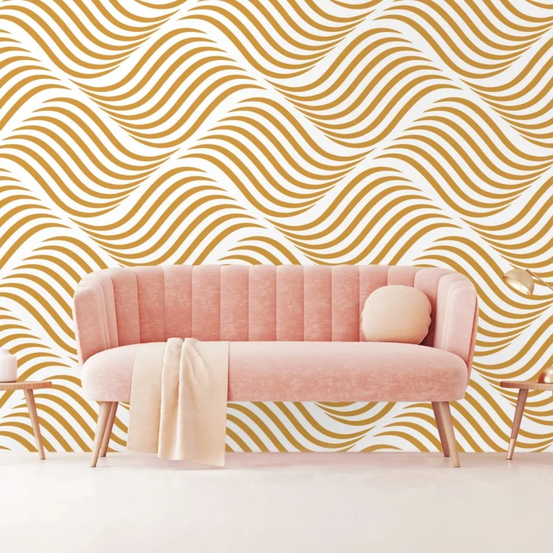 Fototapeta złoty wzór falowy do dekoracji ściennej – Wallissimo® Fototapeta złoty wzór falowy do dekoracji ściennej – Wallissimo®