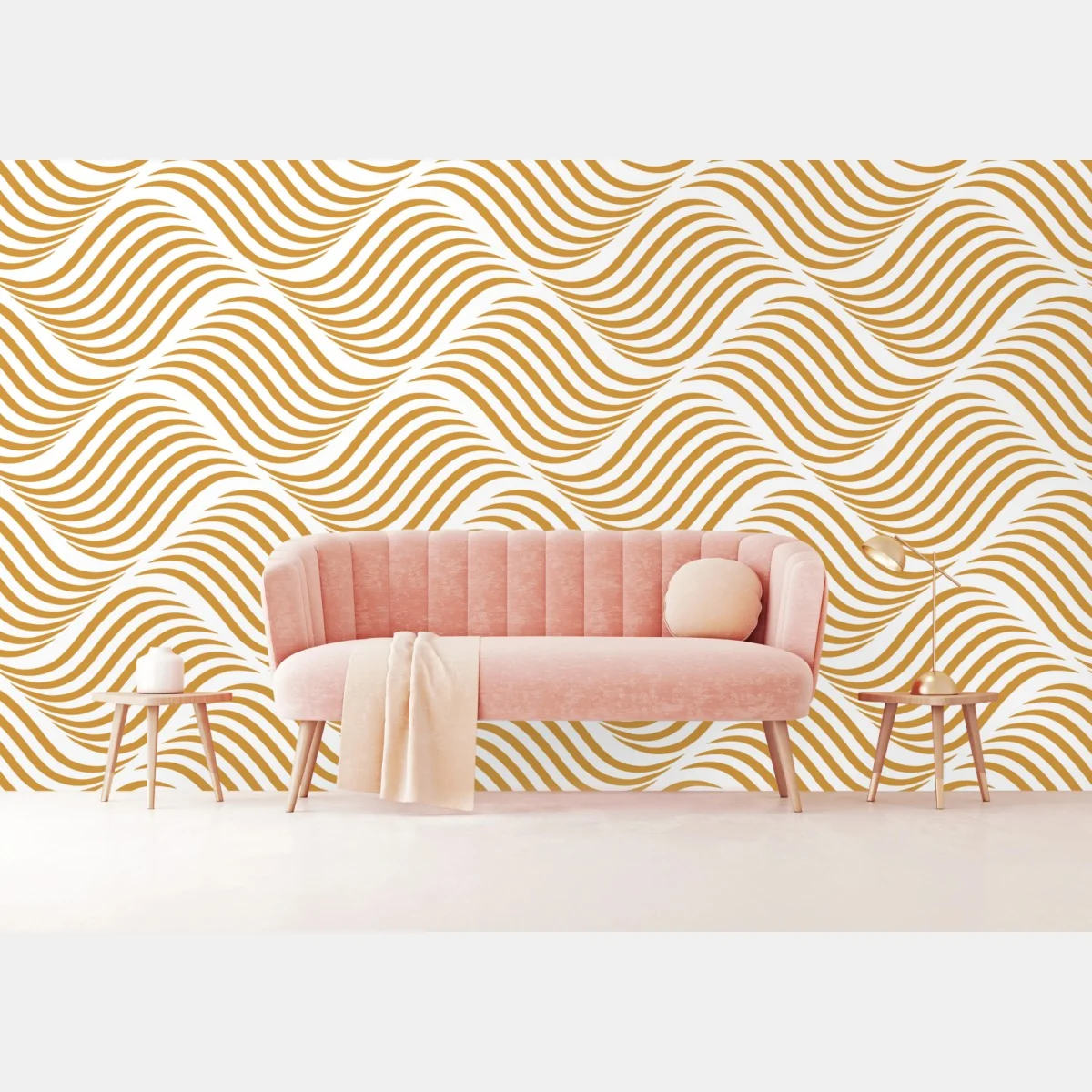 Fototapeta złoty wzór falowy do dekoracji ściennej – Wallissimo® Fototapeta złoty wzór falowy do dekoracji ściennej – Wallissimo®