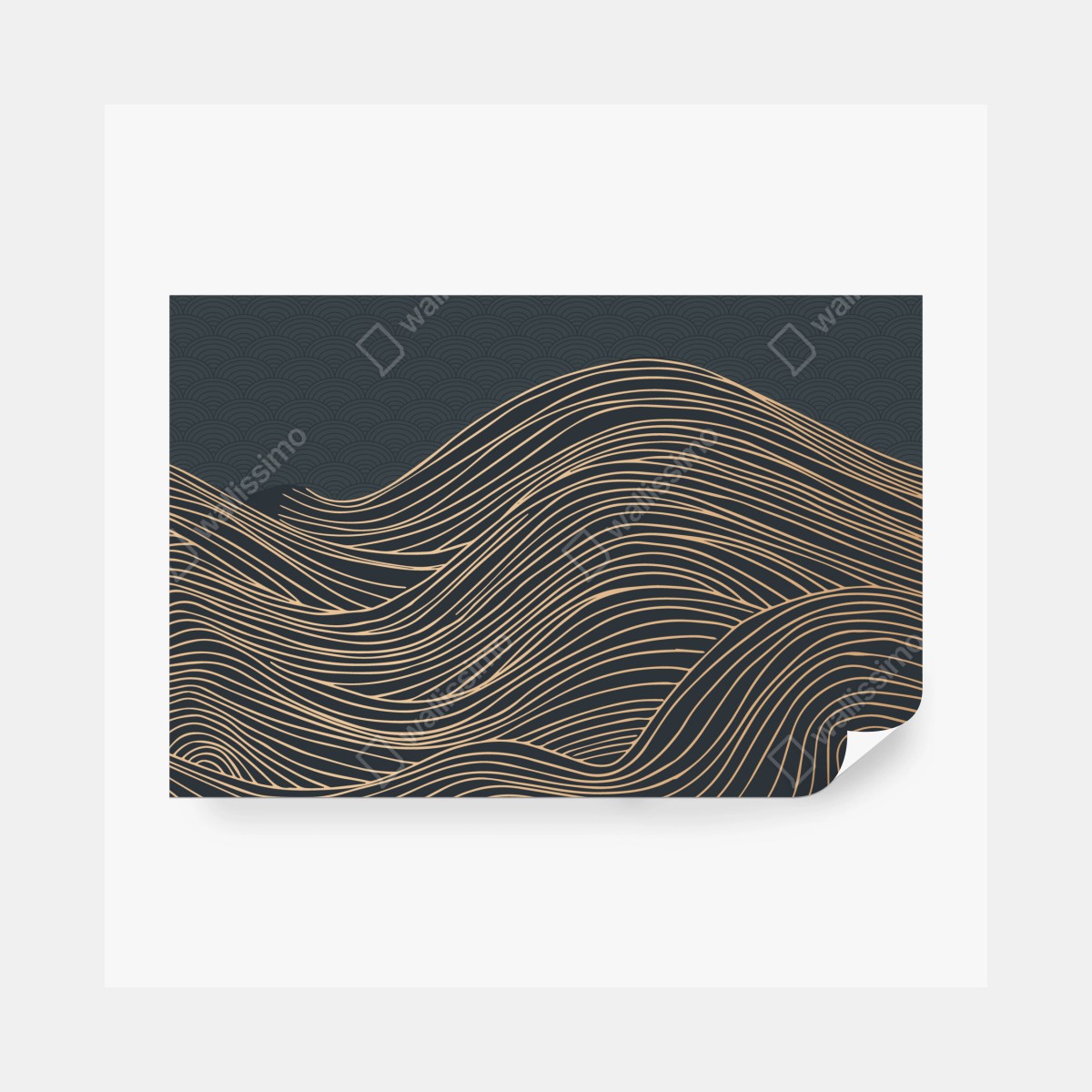 Fototapeta złote fale w japońskim stylu – Wallissimo® Fototapeta złote fale w japońskim stylu – Wallissimo®