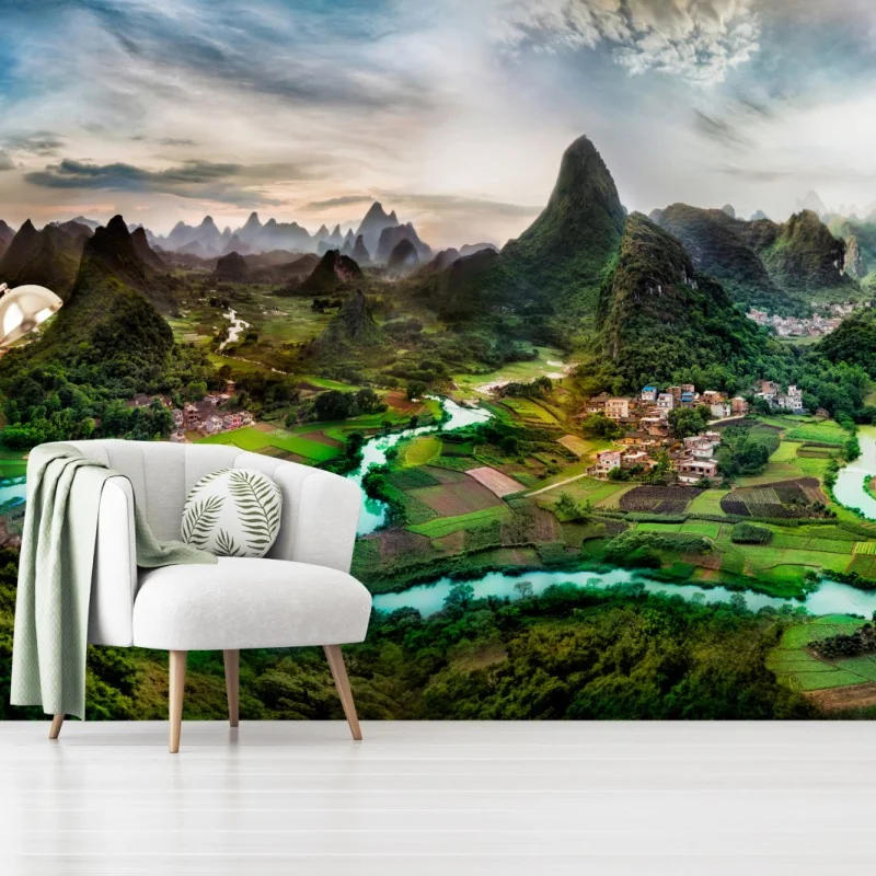 Fototapeta szmaragdowa rzeka wśród krasowych gór panorama – Wallissimo® Fototapeta szmaragdowa rzeka wśród krasowych gór panorama – Wallissimo®