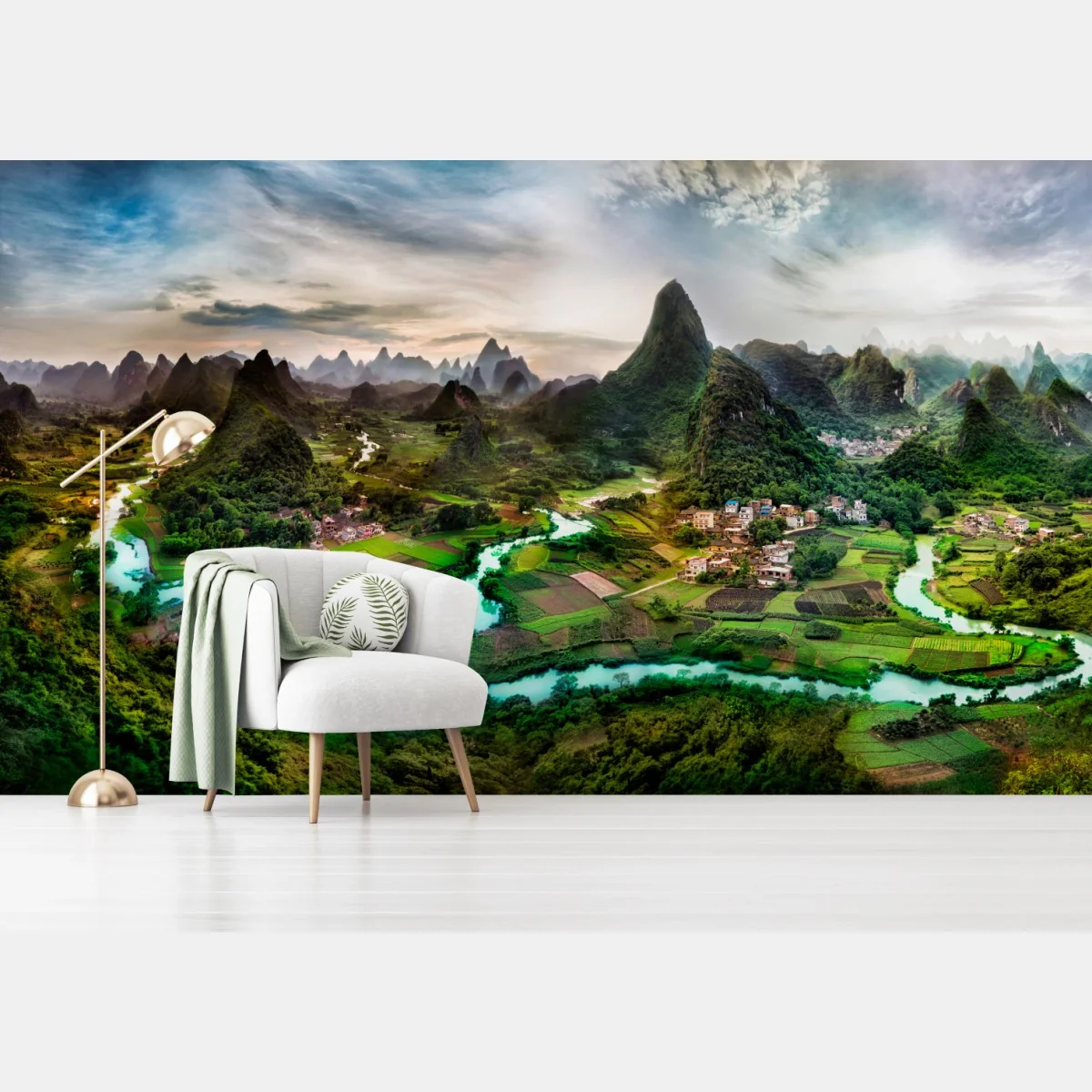 Fototapeta szmaragdowa rzeka wśród krasowych gór panorama – Wallissimo® Fototapeta szmaragdowa rzeka wśród krasowych gór panorama – Wallissimo®