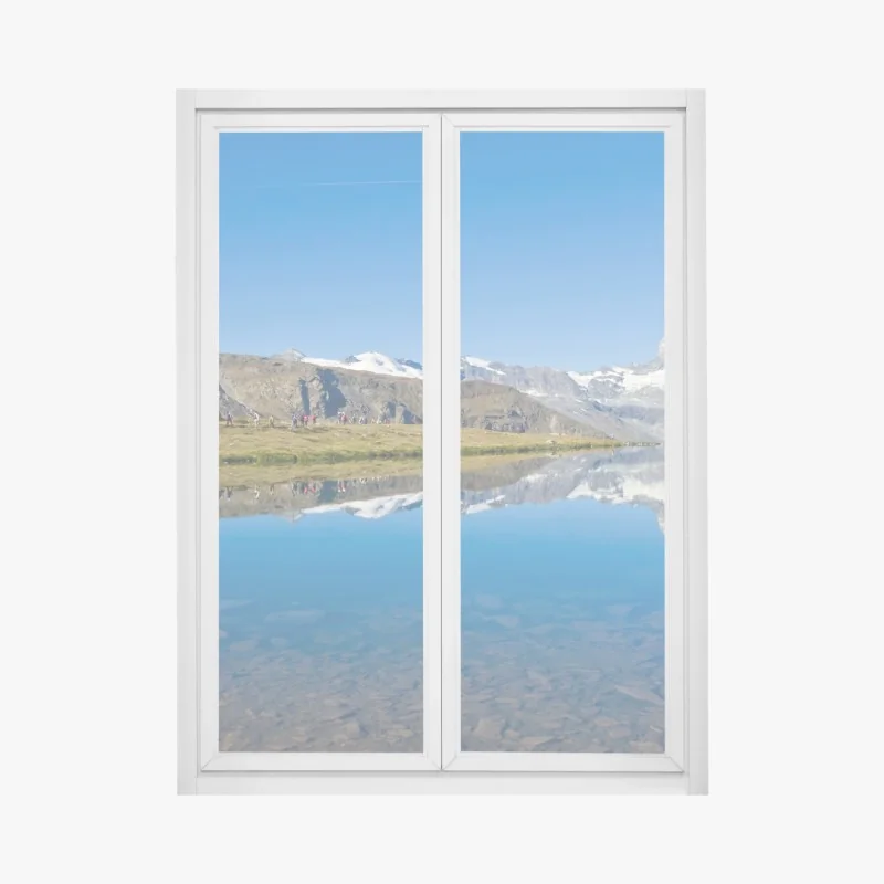 Naklejka na okno słoneczna uliczka z kamiennymi domami i kolorowymi okiennicami – Wallissimo®