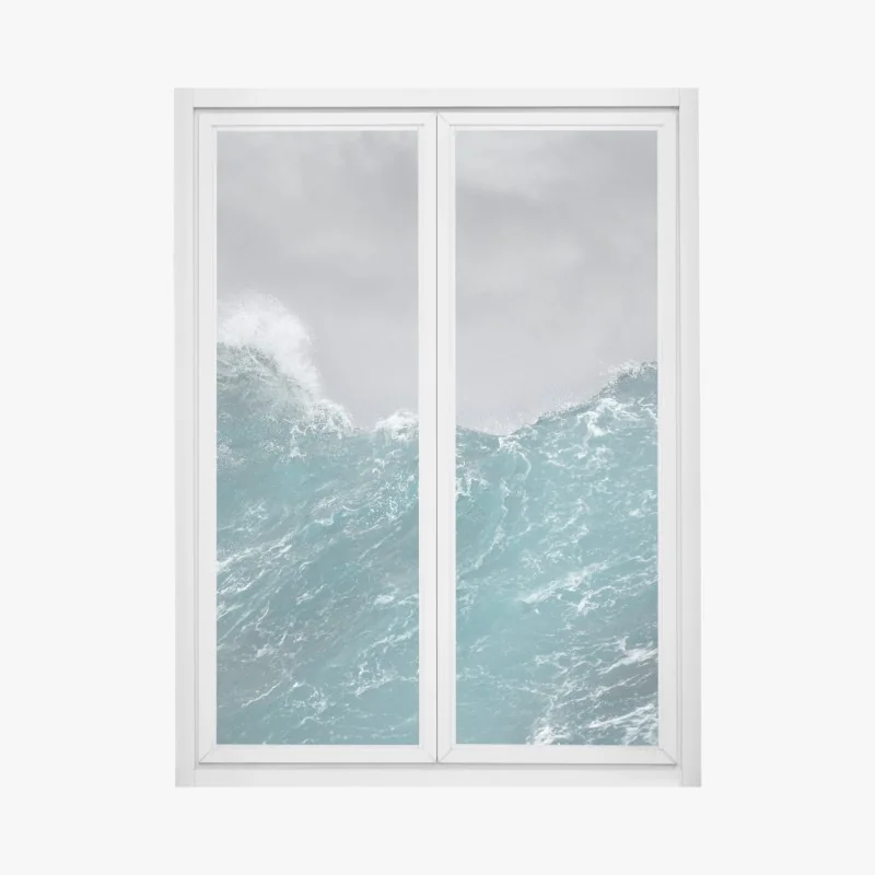 Naklejka na okno słoneczna uliczka z zielonymi okiennicami – Wallissimo®