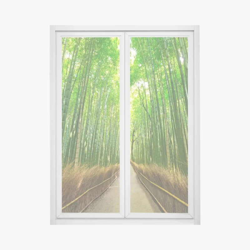 Naklejka na okno tropikalna strelicja na turkusowych liściach – Wallissimo®