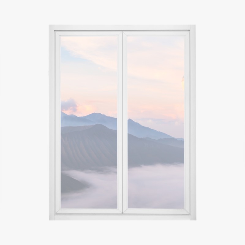 Naklejka na okno spokojny zielony pomost przez trzcinowisko do rustykalnej chaty – Wallissimo®