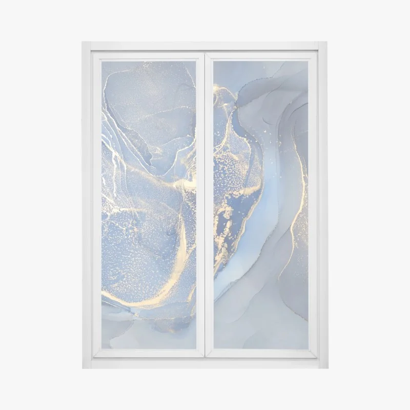 Naklejka na okno delikatne pastelowe płynne marmury ze złotymi żyłkami – Wallissimo®