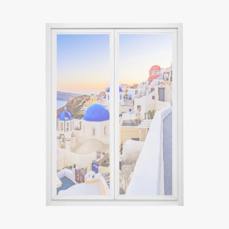 Naklejka na okno panorama Paryża o zachodzie z Wieżą Eiffla – Wallissimo®