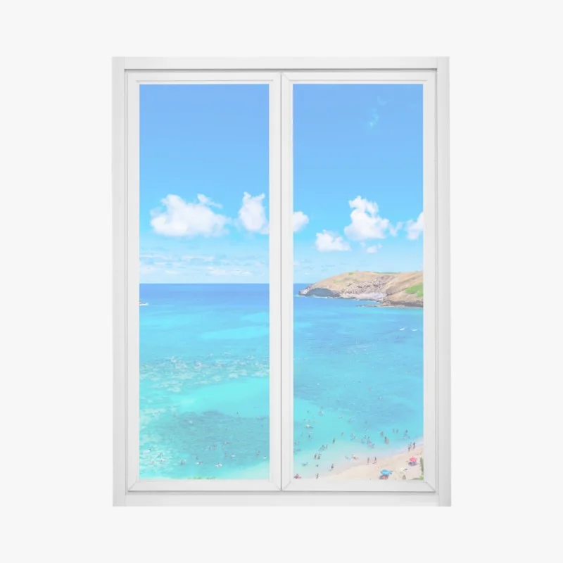 Naklejka na okno słoneczny widok na Oia, Santorini – Wallissimo®