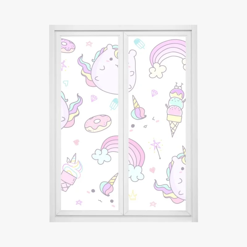 Naklejka na okno pastelowy wzór kwiatów wiśni na miętowym tle – Wallissimo®