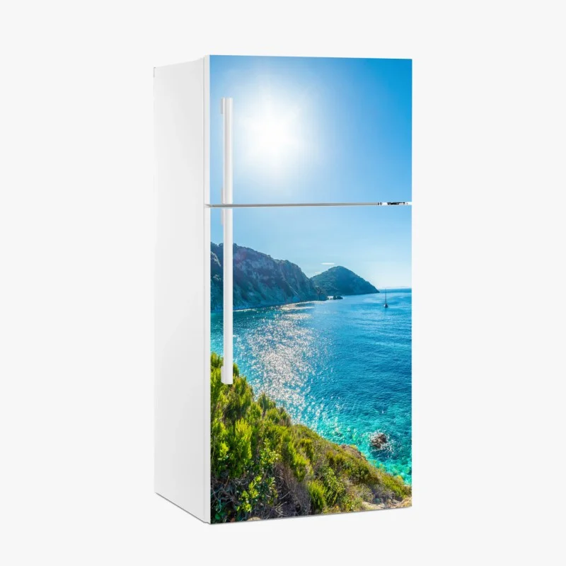 Naklejka na lodówkę słoneczna panorama plaży Sansone, Elba