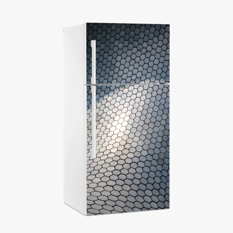 Naklejka na lodówkę metaliczna heksagonalna elewacja geometryczna