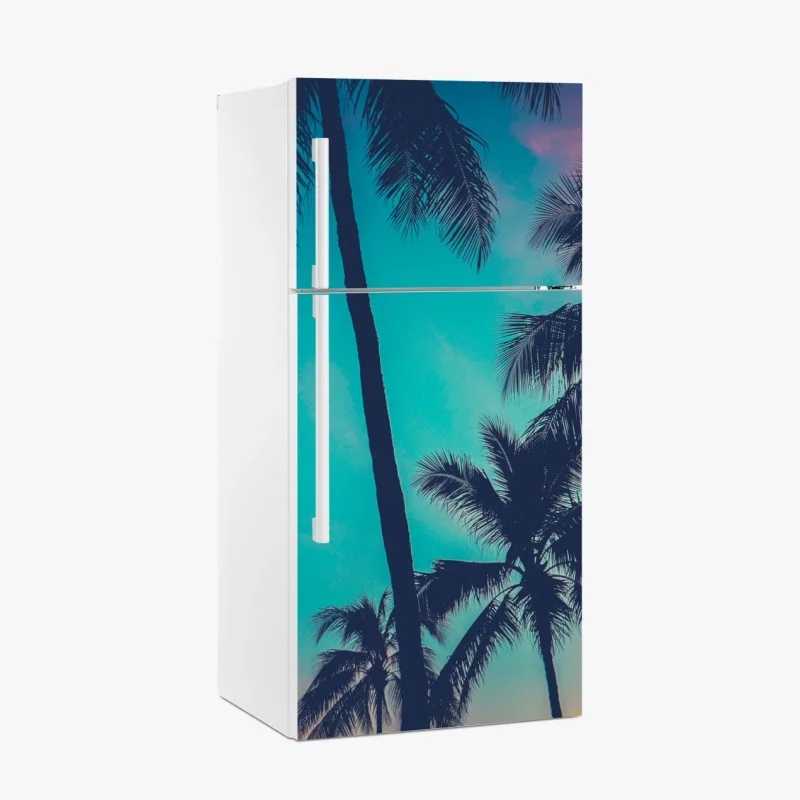 Naklejka na lodówkę vintage palmy na Hawajach o zachodzie słońca