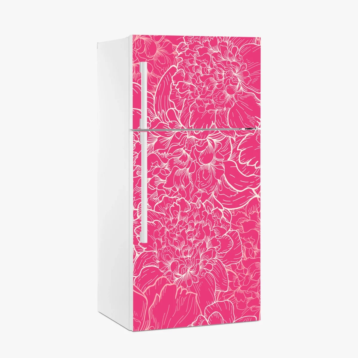 Naklejka na lodówkę intensywny różowy wzór z peoniami – Wallissimo® Naklejka na lodówkę intensywny różowy wzór z peoniami – Wallissimo®