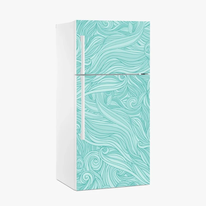 Naklejka na lodówkę turkusowy wzór falowy do dekoracji ścian