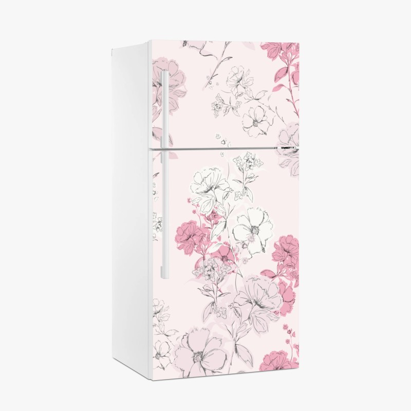 Naklejka na lodówkę delikatny różowy wzór kwiatowy