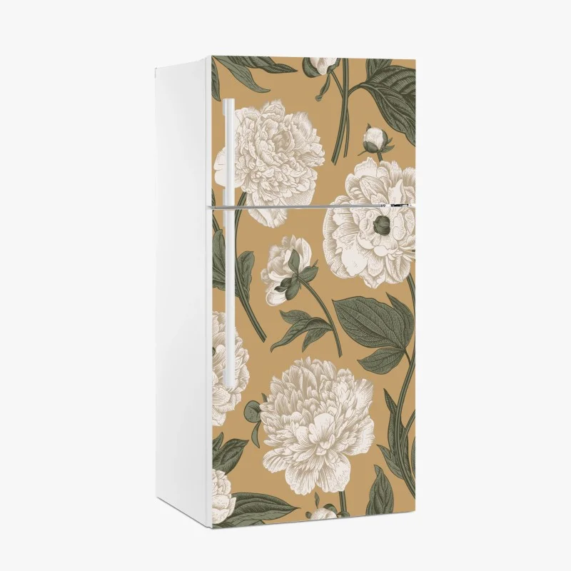 Naklejka na lodówkę vintage wzór botaniczny z piwoniami