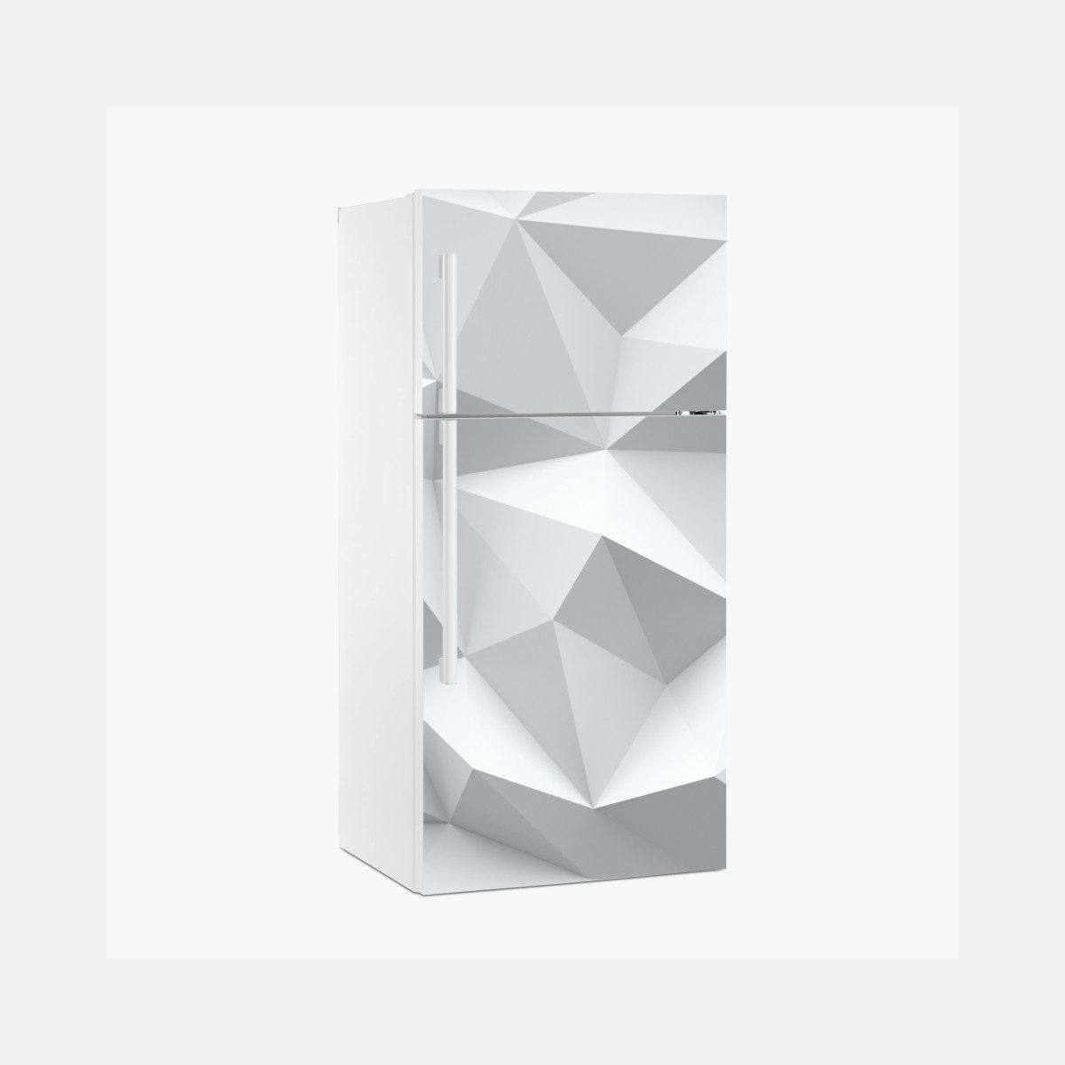 Naklejka na lodówkę biały trójwymiarowy geometryczny wzór low-poly – Wallissimo®