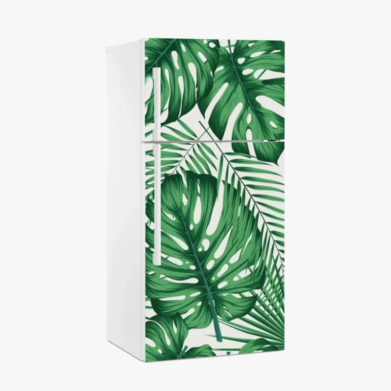 Naklejka na lodówkę tropikalny wzór liści monstery i palm