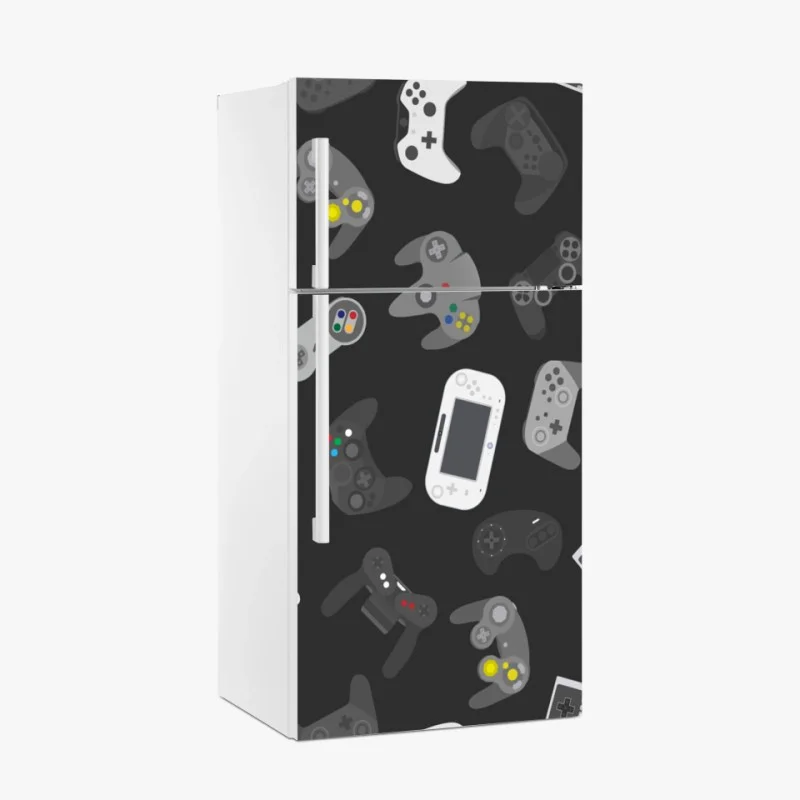 Naklejka na lodówkę wzór retro kontrolerów do gier