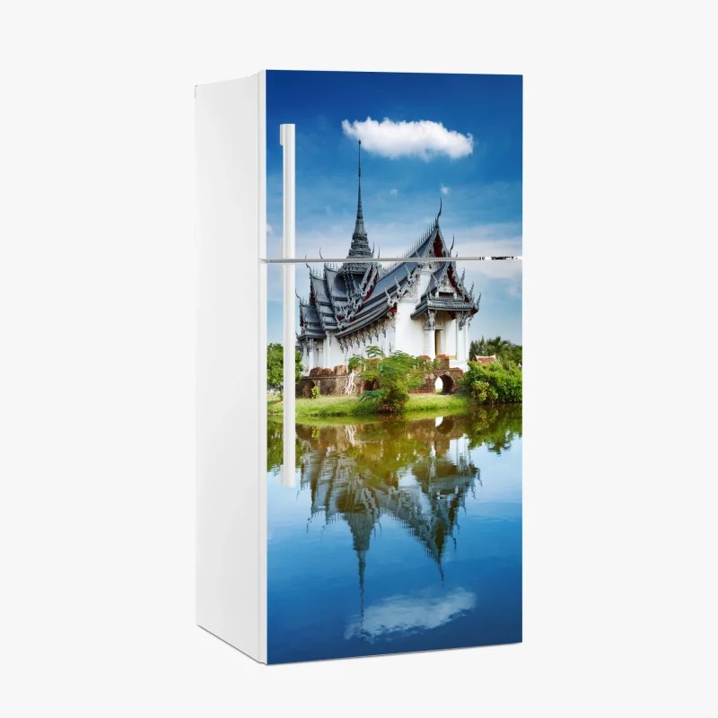 Naklejka na lodówkę Sanphet Prasat pałac nad jeziorem