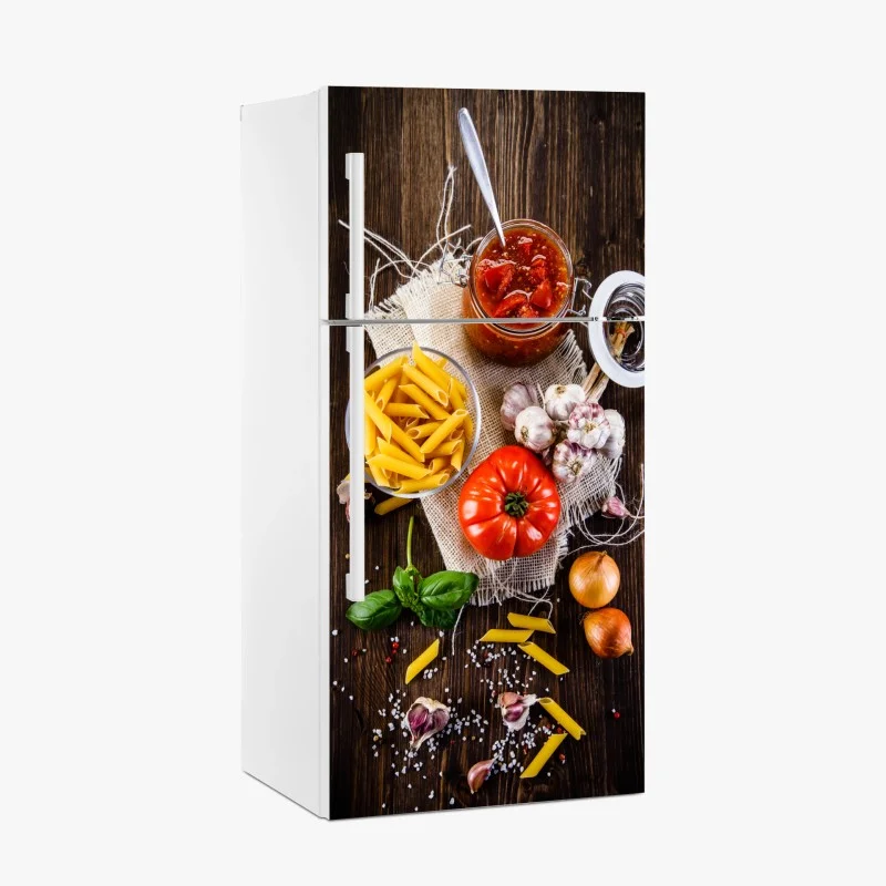 Naklejka na lodówkę rustykalne włoskie składniki do makaronu