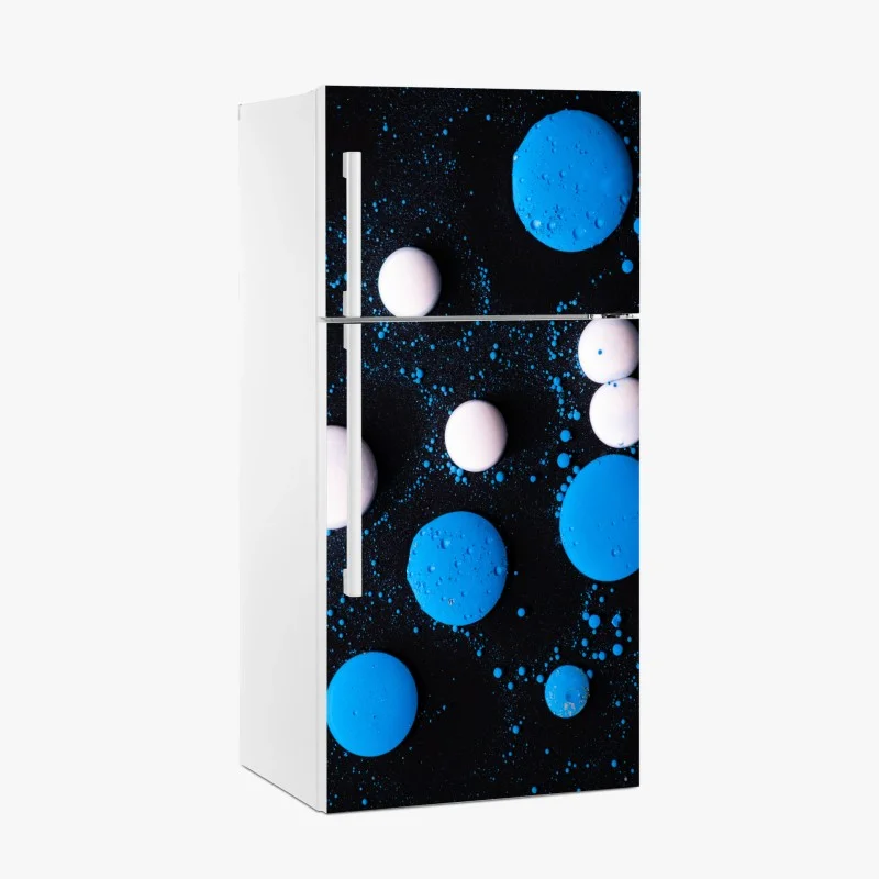 Naklejka na lodówkę niebieski marmurowy wzór płynnej farby