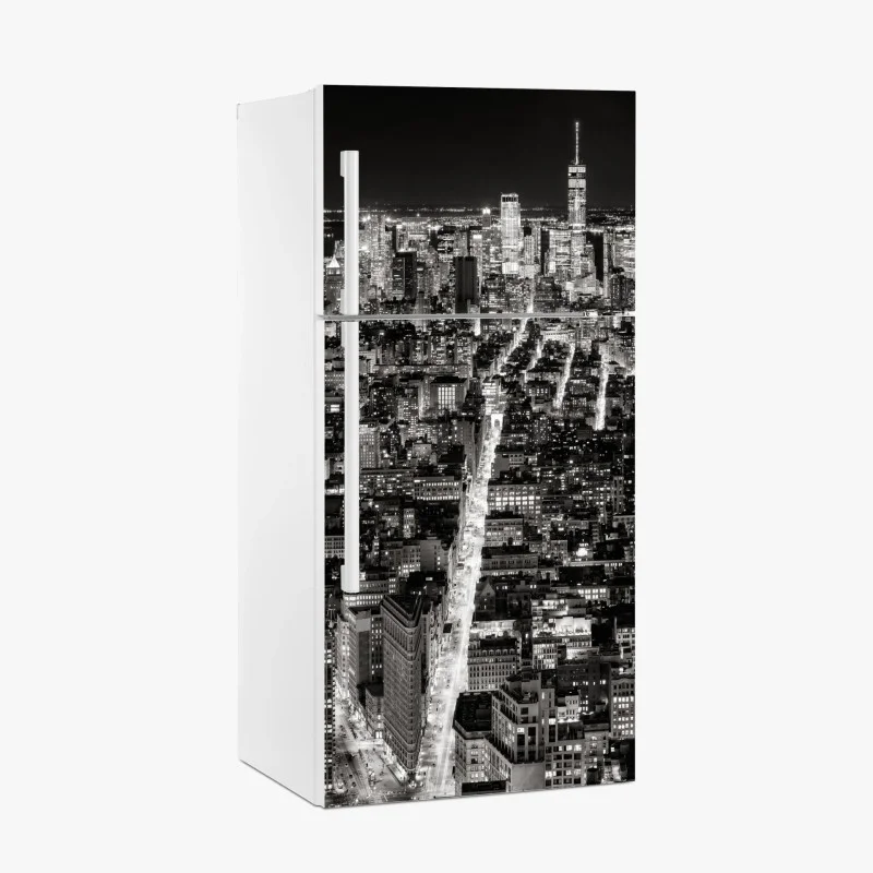 Naklejka na lodówkę monochromatyczna panorama miasta nocą