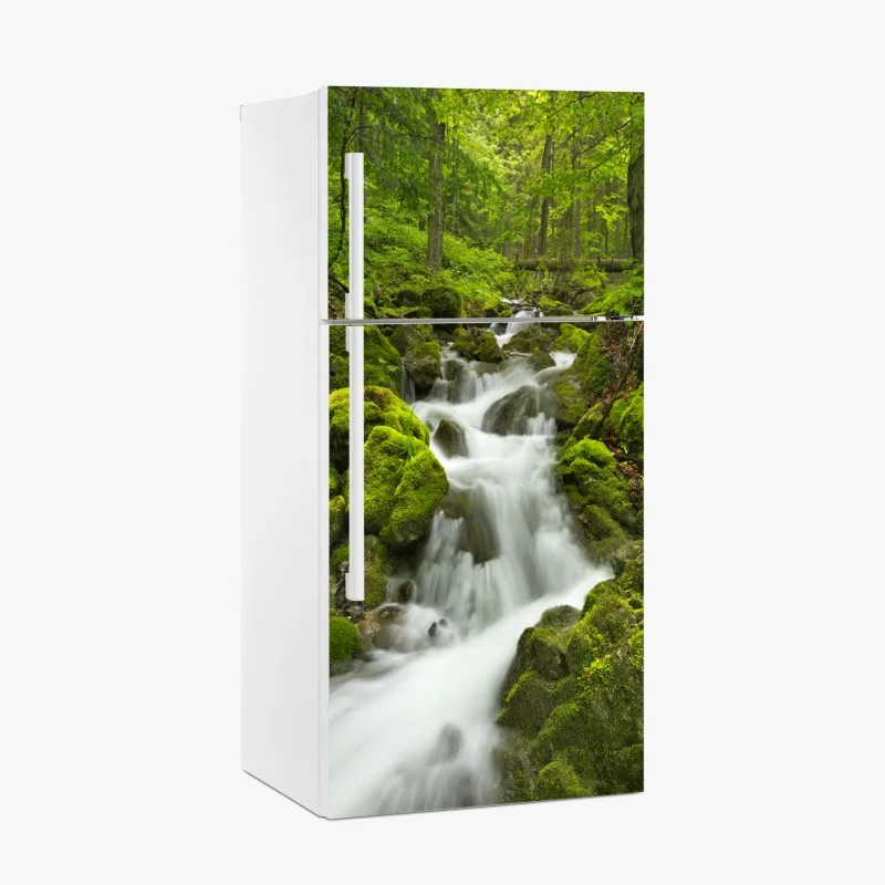 Naklejka na lodówkę mechowy wodospad