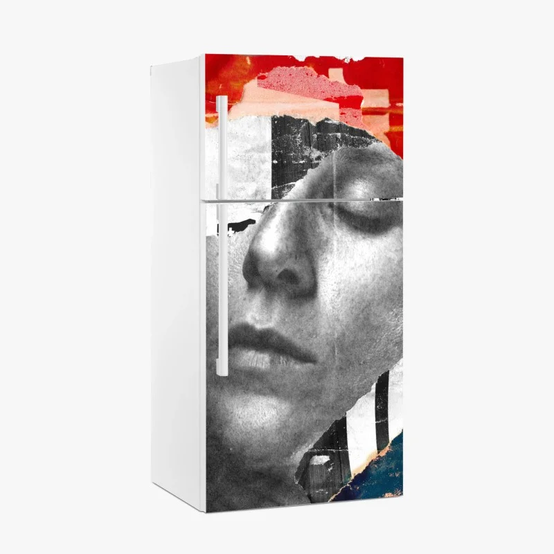 Naklejka na lodówkę rozdarty portret kolaż