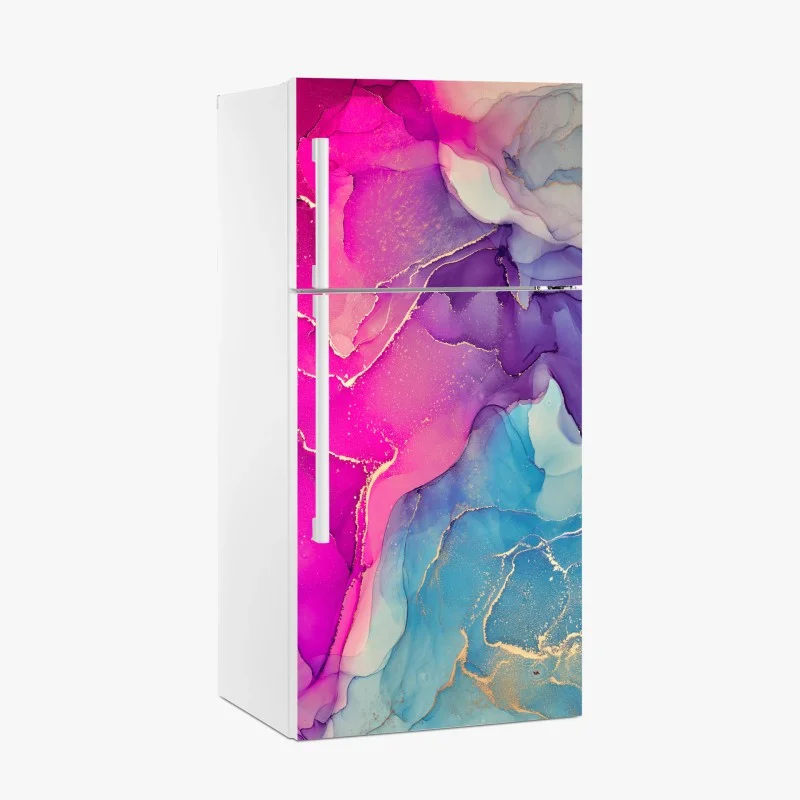 Naklejka na lodówkę wibrująca marmurowa kompozycja alkoholowego tuszu