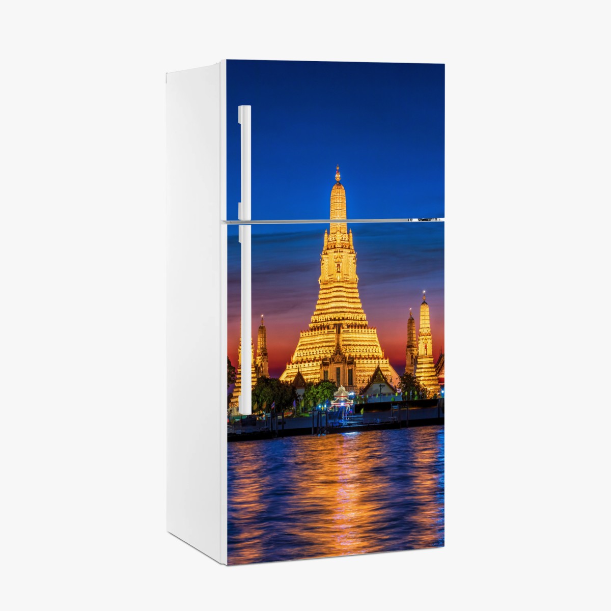 Naklejka na lodówkę złote Wat Arun o zmierzchu – Wallissimo®