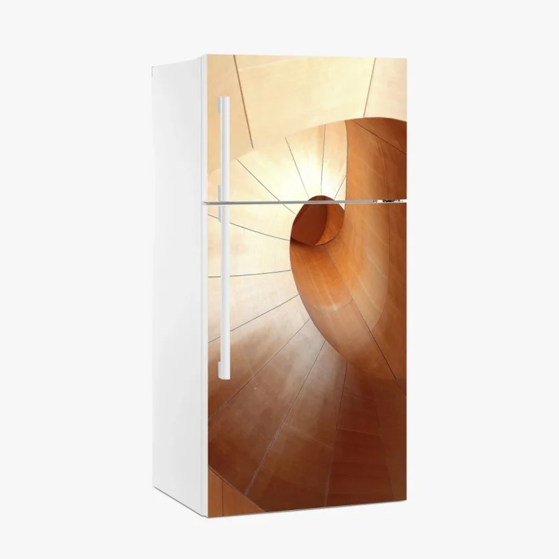 Naklejka na lodówkę ciepła drewniana spirala