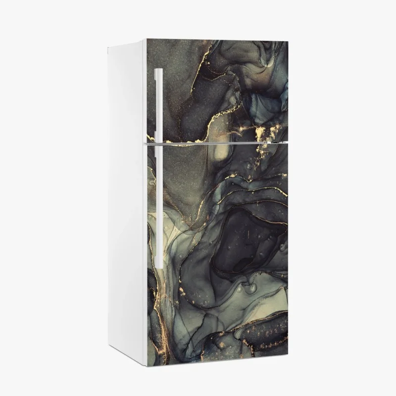 Naklejka na lodówkę luksusowa abstrakcja alkoholowa ze złotymi żyłkami