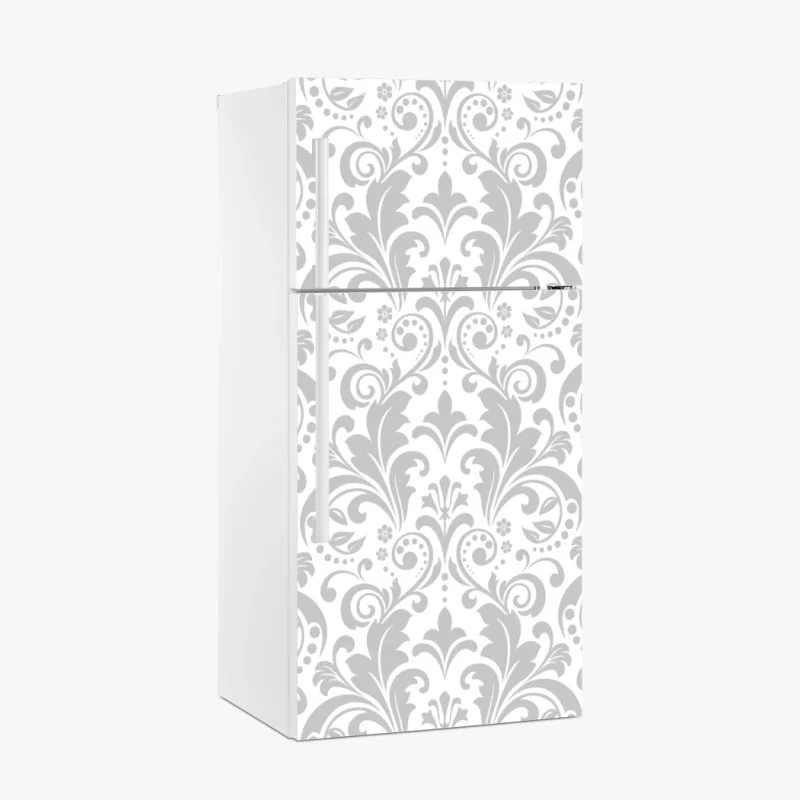 Naklejka na lodówkę elegancki szary wzór damasceński