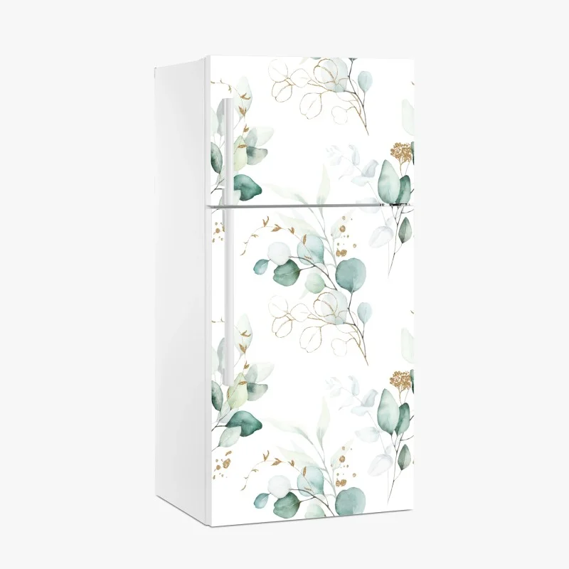 Naklejka na lodówkę akwarelowy wzór eukaliptusa w zieleni