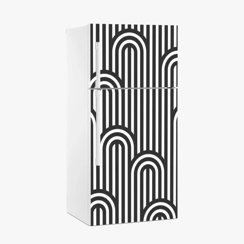 Naklejka na lodówkę czarno-biały geometryczny wzór w paski