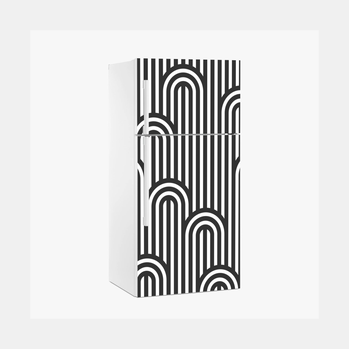 Naklejka na lodówkę czarno-biały geometryczny wzór w paski – Wallissimo®