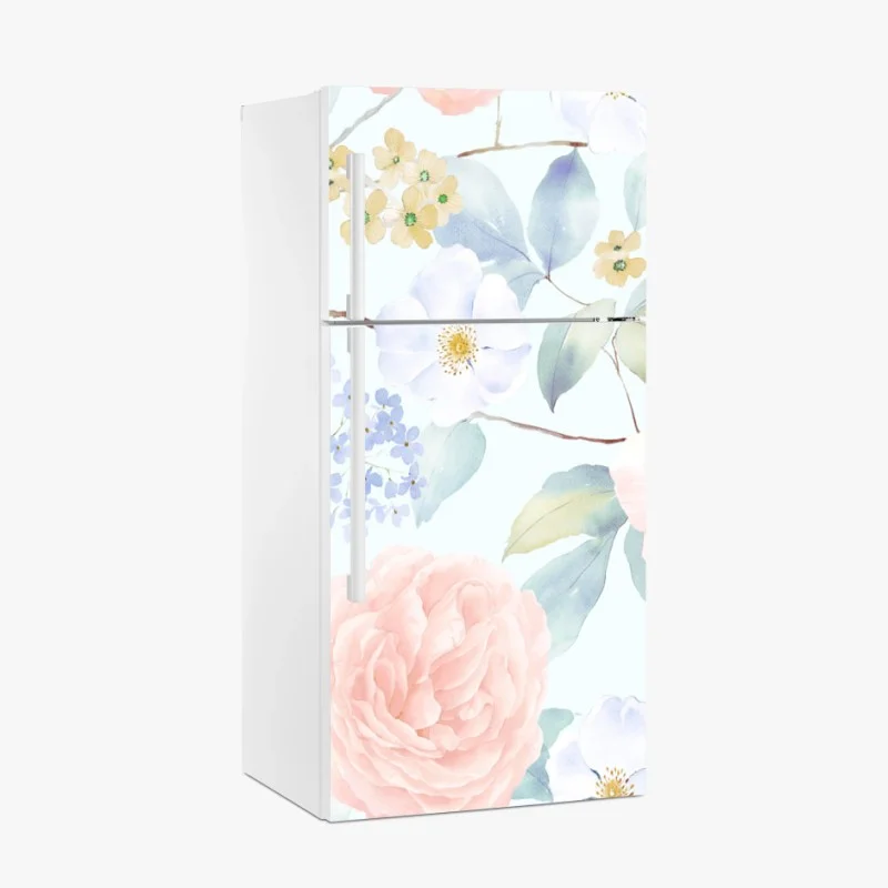 Naklejka na lodówkę delikatne pastelowe kwiaty w akwareli