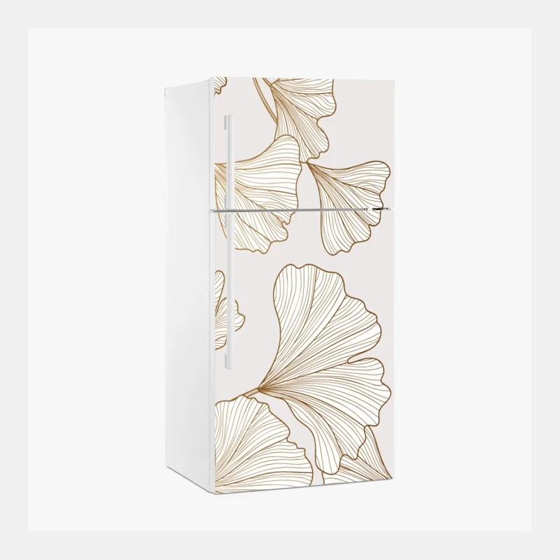 Naklejka na lodówkę delikatny złoty wzór miłorzębu