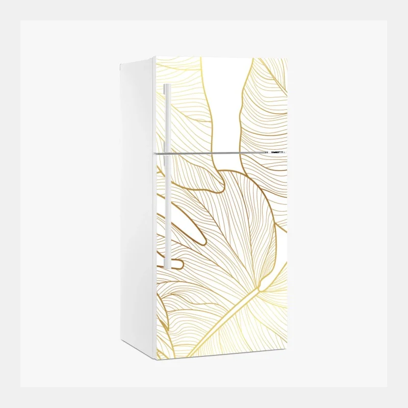 Naklejka na lodówkę złote botaniczne rysunki liści