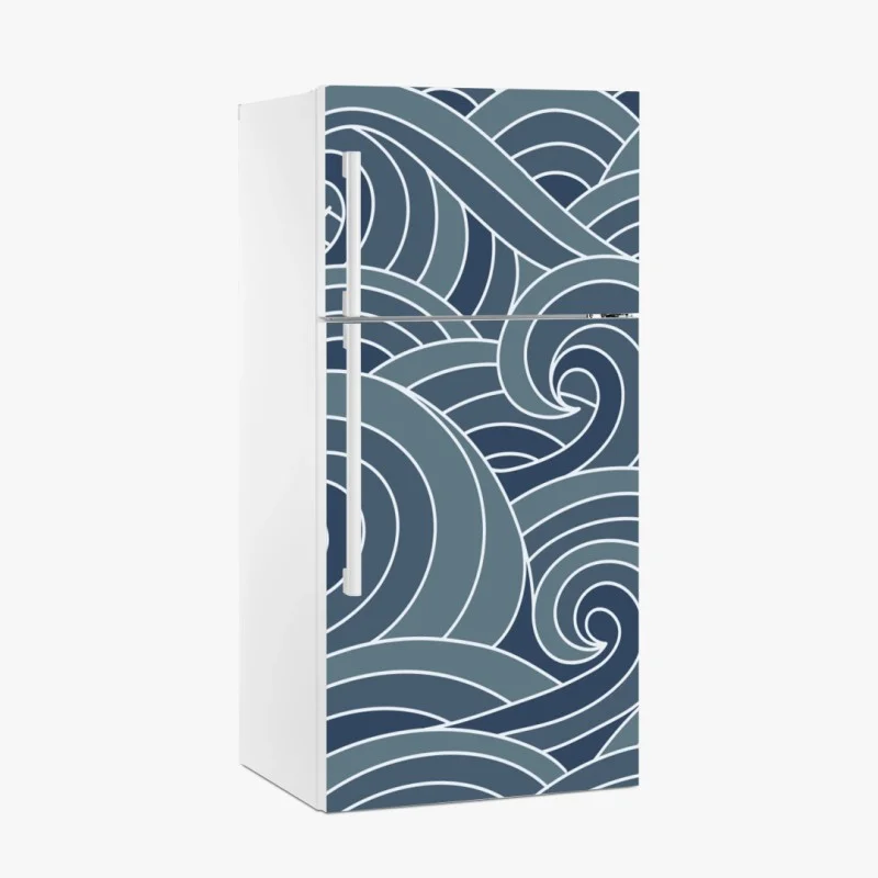 Naklejka na lodówkę stylizowany wzór fal morskich