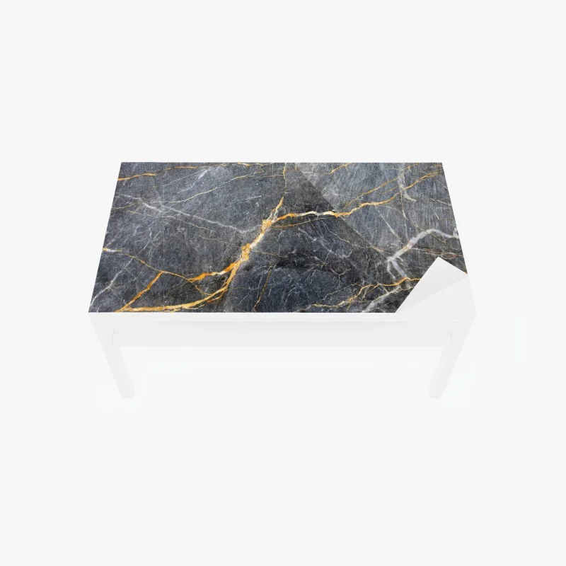 Naklejka na biurko i stół ciemnoszary marmur ze złotymi żyłami