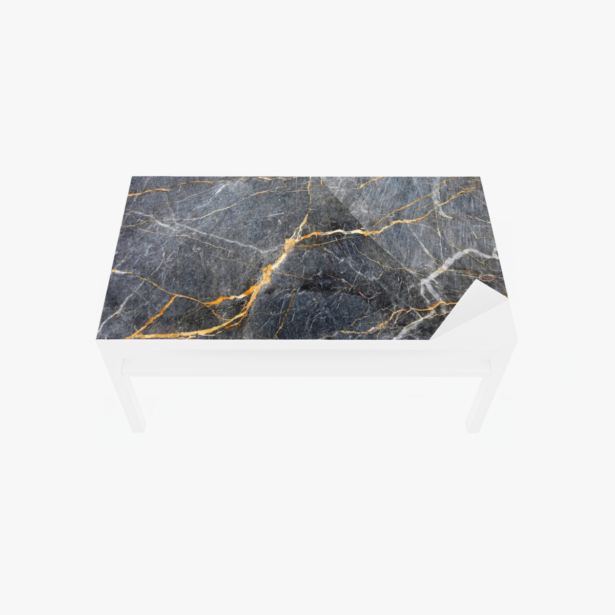 Naklejka na biurko i stół ciemnoszary marmur ze złotymi żyłami – Wallissimo®
