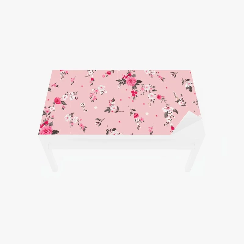 Naklejka na biurko i stół delikatny różowy wzór kwiatowy