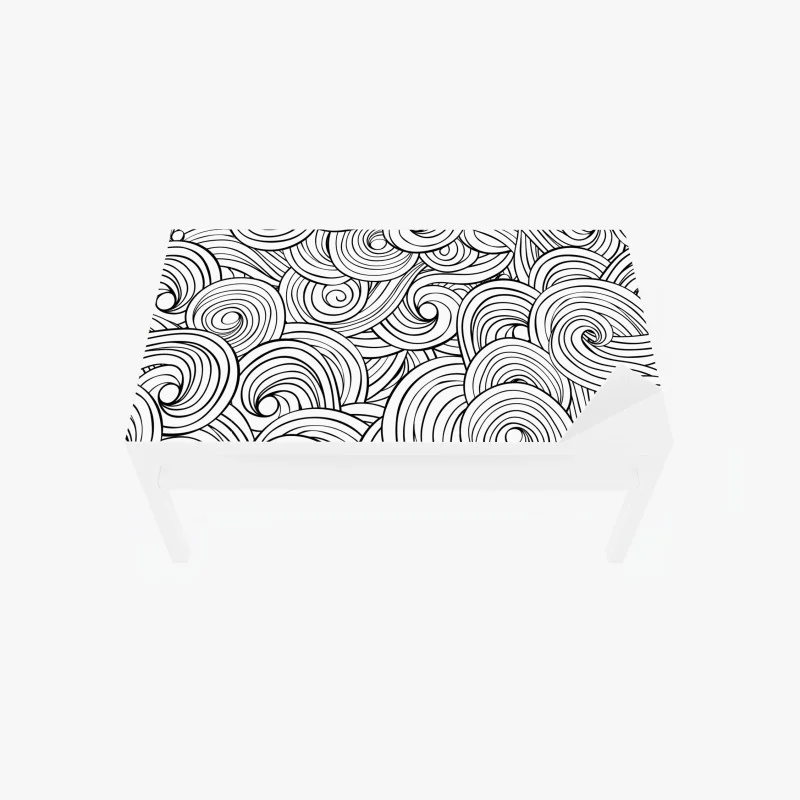 Naklejka na biurko i stół czarno-biały wzór ze spiralami