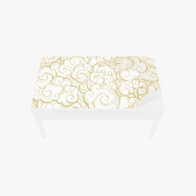 Naklejka na biurko i stół ornamentalny złoty wzór chmur