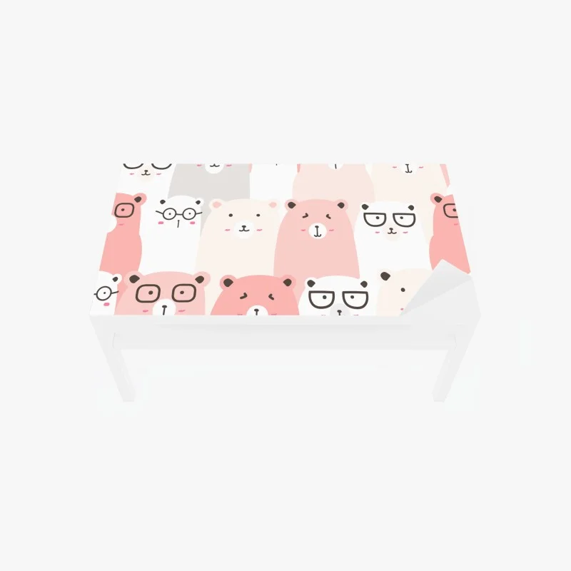 Naklejka na biurko i stół pastelowy wzór z misiami do pokoju dziecięcego