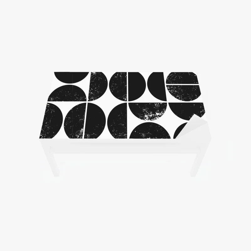 Naklejka na biurko i stół czarny geometryczny wzór z kół i półkół