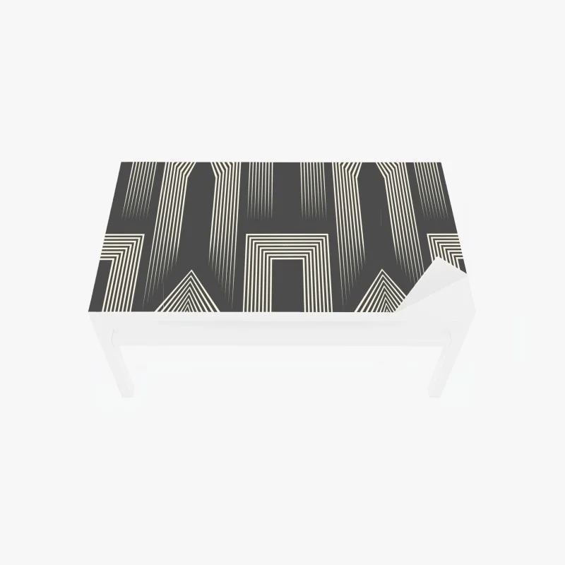 Naklejka na biurko i stół geometryczny wzór art deco w odcieniach szarości i beżu